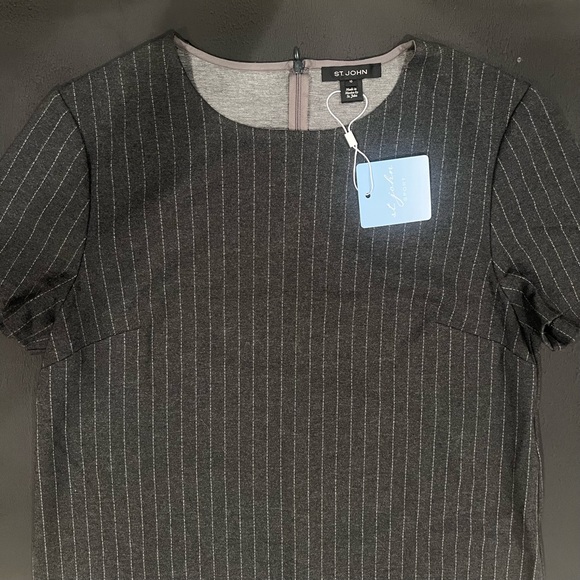 St. John Collection Pinstripe Jersey Dress - Picture 4 of 6